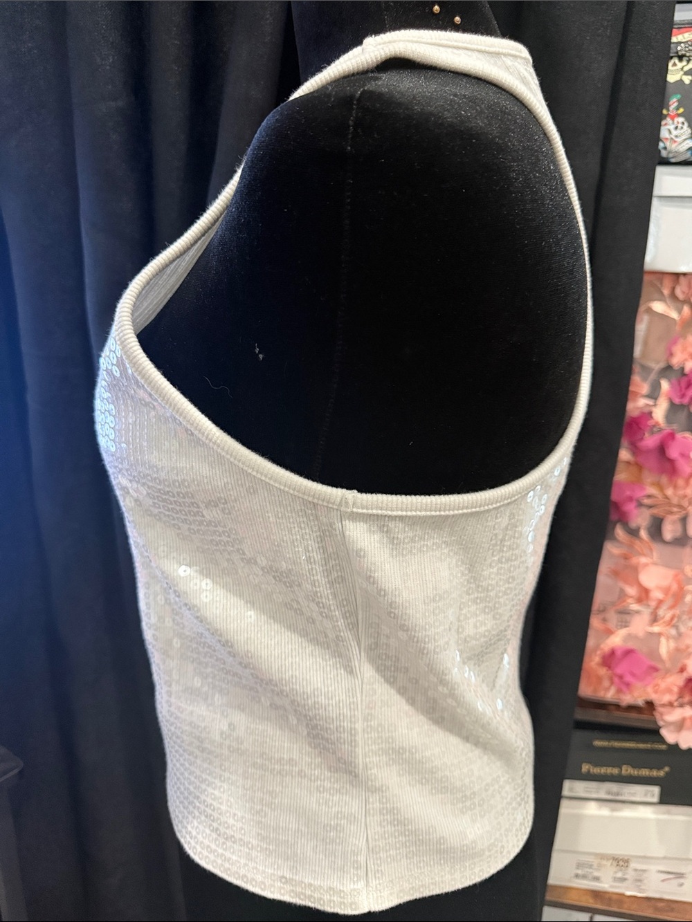 Express Silver Sequin Racerback Tank - Picture 4 of 4